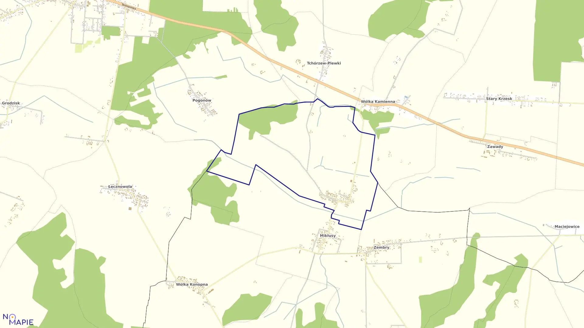 Mapa obrębu ZAOLSZYNIE w gminie Trzebieszów